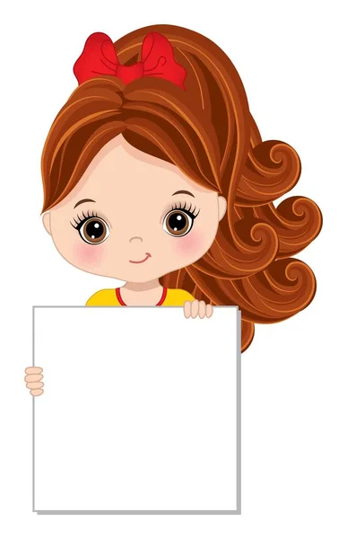 Cute Little Redheaded Girl Holding Blank Frame — Stock Vector