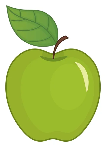 Groene Rijp Apple met blad. Groene appel — Stockvector