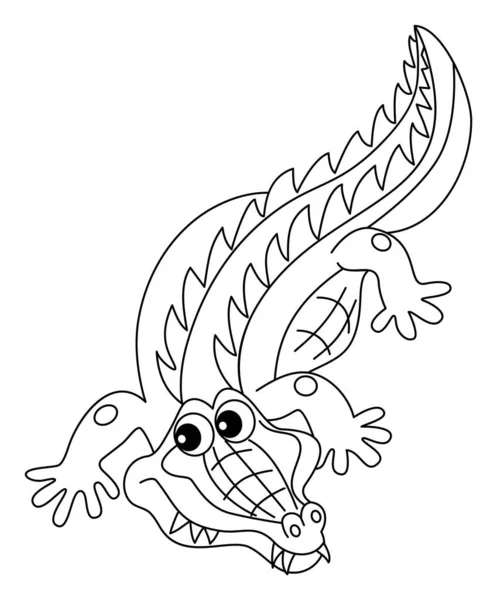 Crocodilo bonito dos desenhos animados rastejando. Crocodilo para colorir vetores —  Vetores de Stock