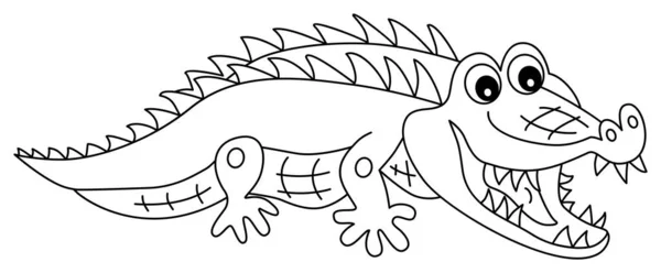 Cute Cartoon Crocodile with the Open Mouth. Vector Colouring Crocodile — Stock Vector