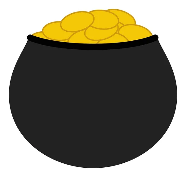 Ирландский горшок с золотыми монетами. День святого Патрика — стоковый вектор