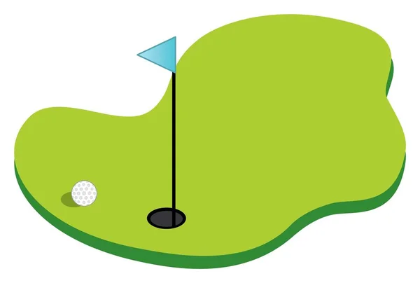 Flagstick ve Ball ile Golf Sahasının Vektör İllüstrasyonu — Stok Vektör