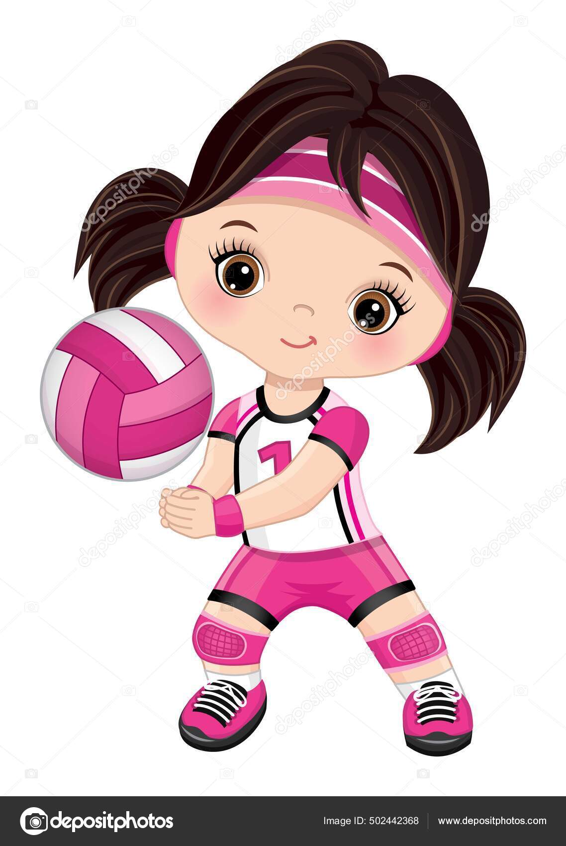 Miúda gira a jogar voleibol. Vector Little Volleyball Player imagem  vetorial de marlenes9© 502442368