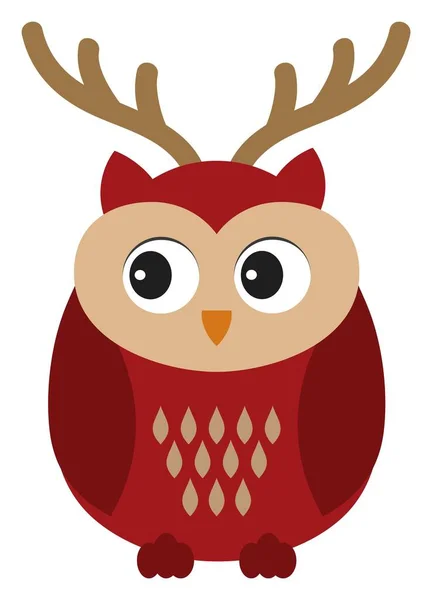 Lindo búho con cuernos de ciervo. Vector lindo búho de Navidad — Archivo Imágenes Vectoriales