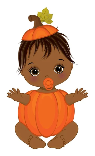 Linda calabacita. Vector calabaza afroamericana bebé niña — Archivo Imágenes Vectoriales