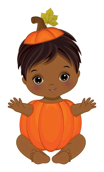 Linda calabacita. Vector calabaza afroamericano bebé niño — Archivo Imágenes Vectoriales