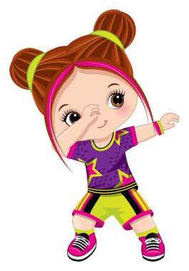 Sevimli küçük kız Hip Hop dansı yapıyor.