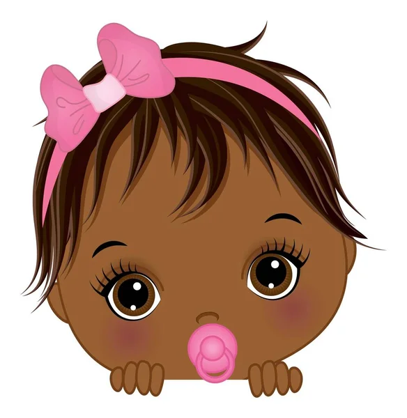 Lindo africano americano bebé chica jugando peekaboo — Vector de stock