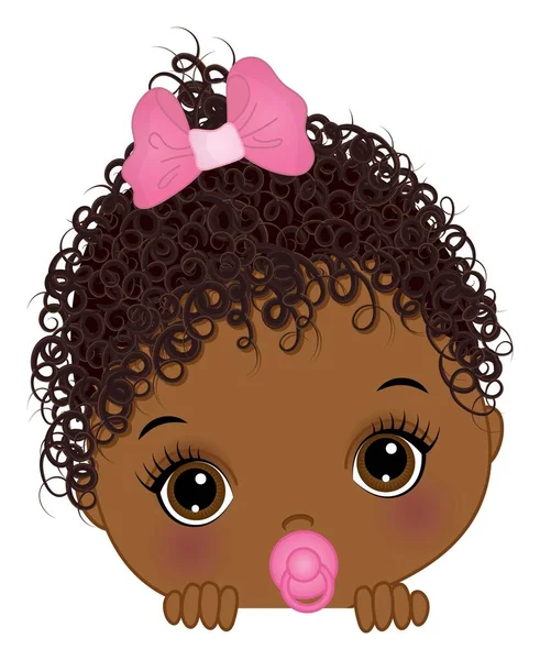 かわいいアフリカ系アメリカ人の赤ちゃんの女の子の再生peekaboo — ストックベクタ