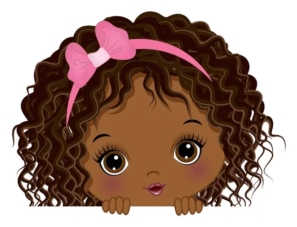 Cute African American Baby Girl Playing Peekaboo — Stock Vector