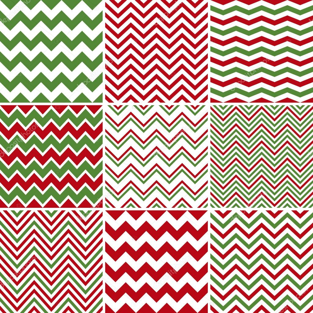 Christmas chevron seamless patterns