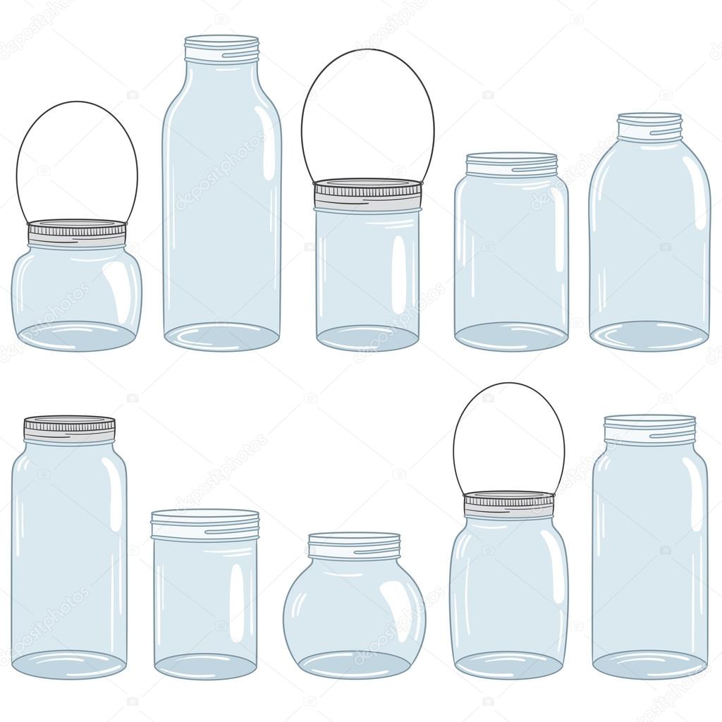 Hand Drawn Mason Jar Set