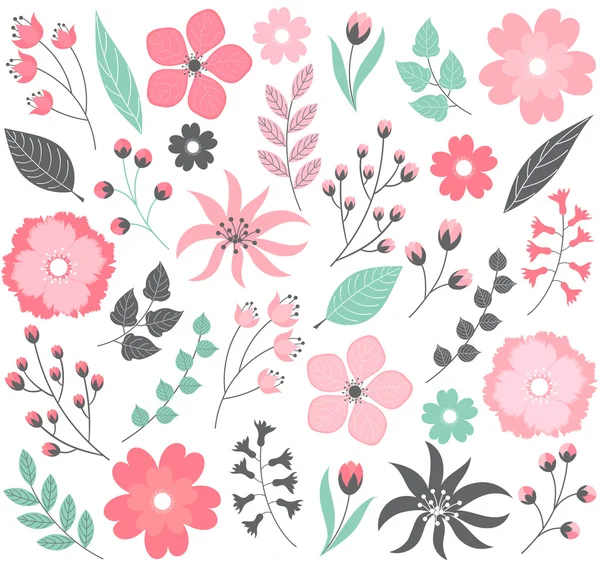 Ensemble floral pastel — Image vectorielle