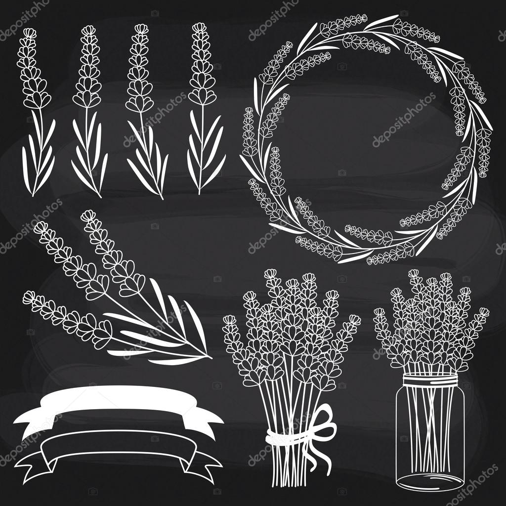 Chalkboard Lavender Set — Stock Vector © marlenes9 87109228