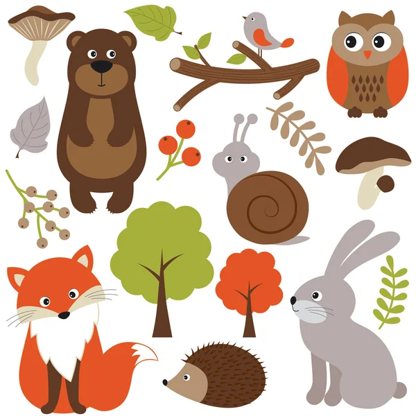 Set di animali del bosco — Vettoriale Stock