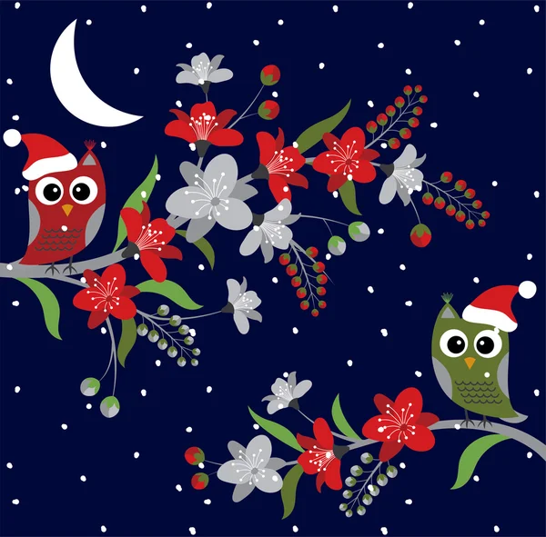 Set de búhos de Navidad — Archivo Imágenes Vectoriales