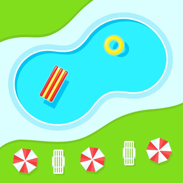 Yüzme havuzu, manzara üst görünümü — Stok Vektör
