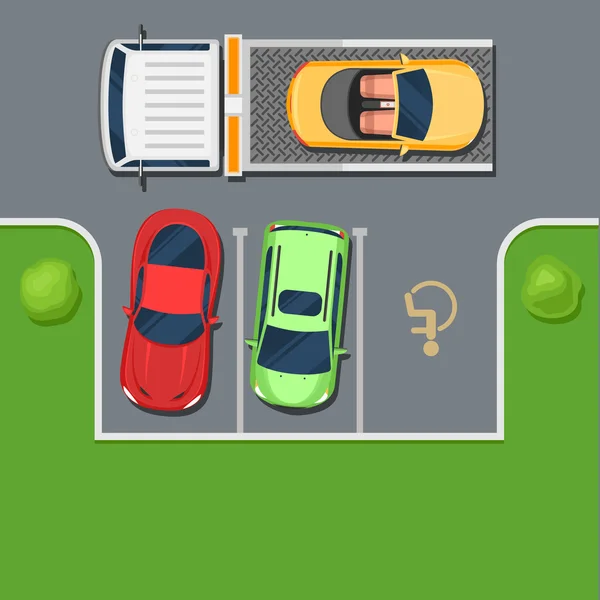 La grúa toma el coche en el estacionamiento Ilustración De Stock