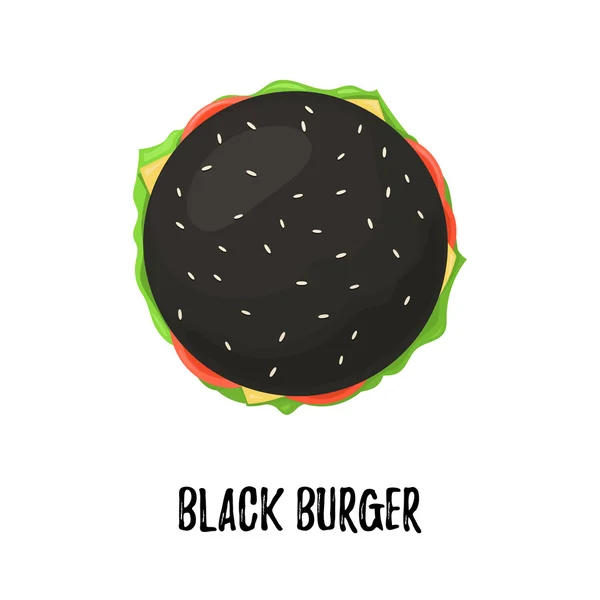 Černý Burger se sýrem, pohled na sýr — Stockový vektor