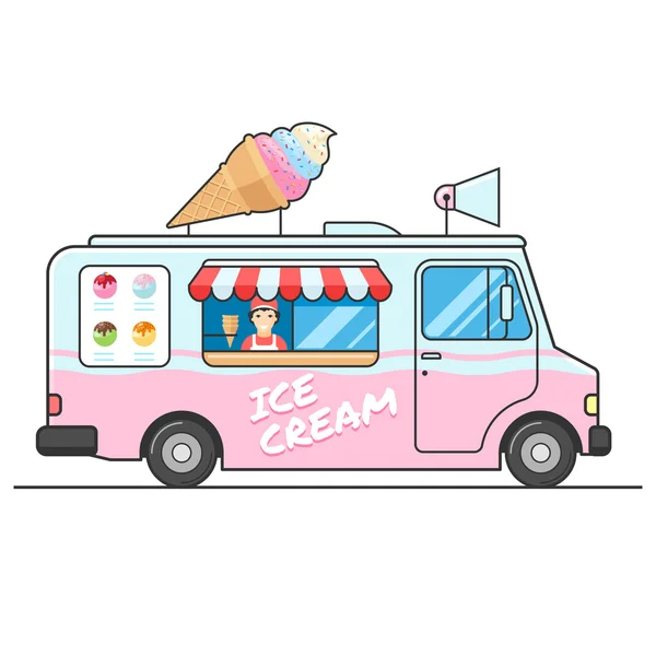 Ice cream truck, side view — Stock Vector