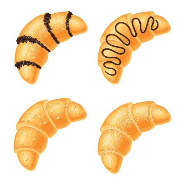 Ensemble de croissants isolés — Image vectorielle