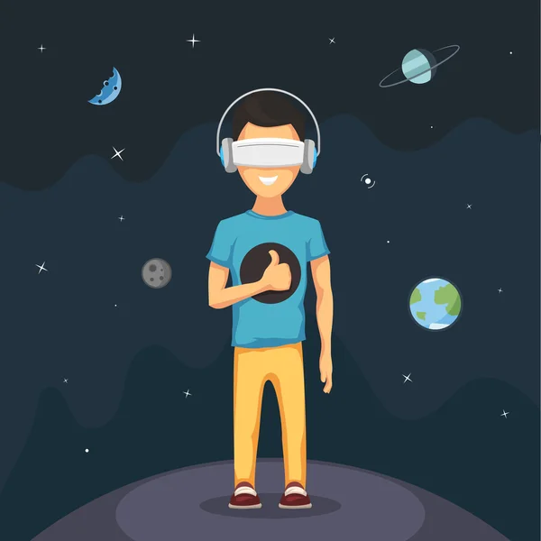 Hombre con realidad virtual — Vector de stock