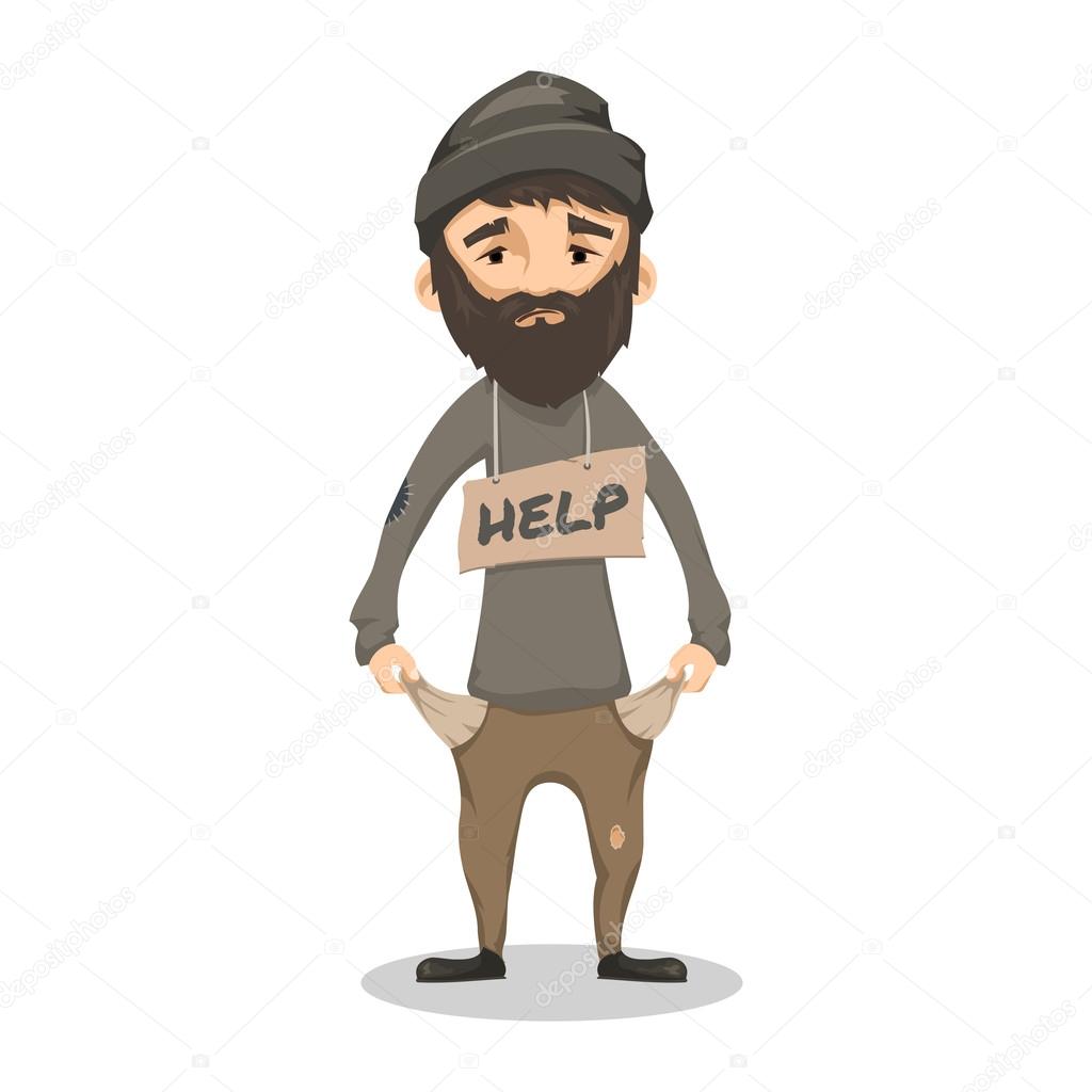 Homeless Shaggy Bearded man Stock Vector Image by ©EgudinKa #110294908