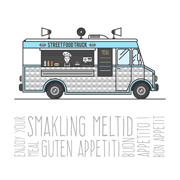 Camión móvil de comida callejera caliente — Archivo Imágenes Vectoriales