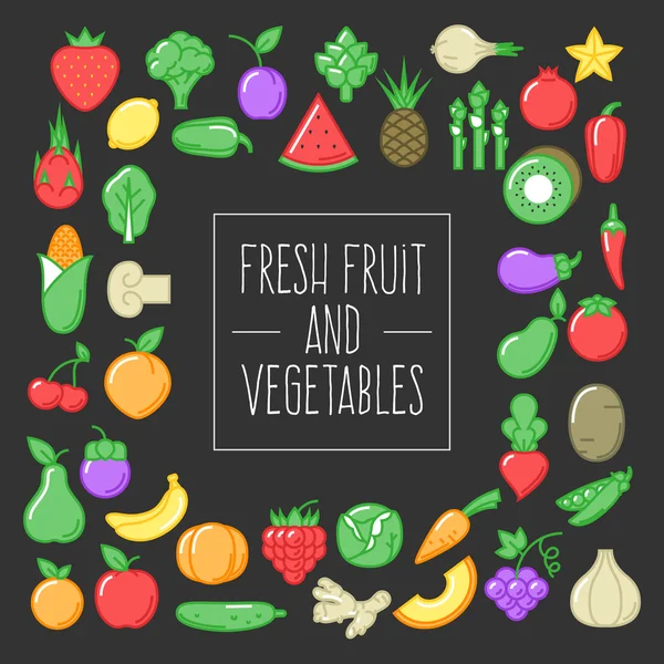 Свіжі фрукти та овочі — стоковий вектор