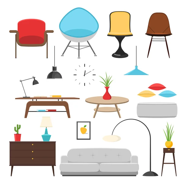 Muebles icono interior conjunto — Vector de stock