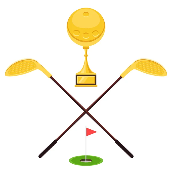 Golf zlatý pohár a putter — Stockový vektor