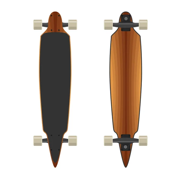 Longboard wooden two sides — Stock Vector