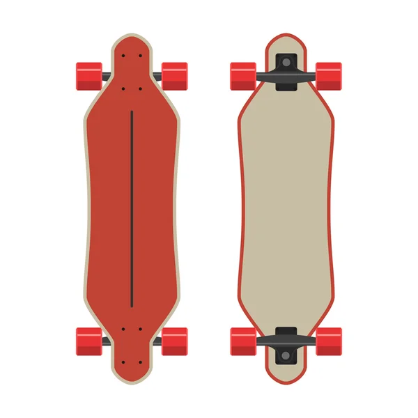 Röd longboard två sidor — Stock vektor