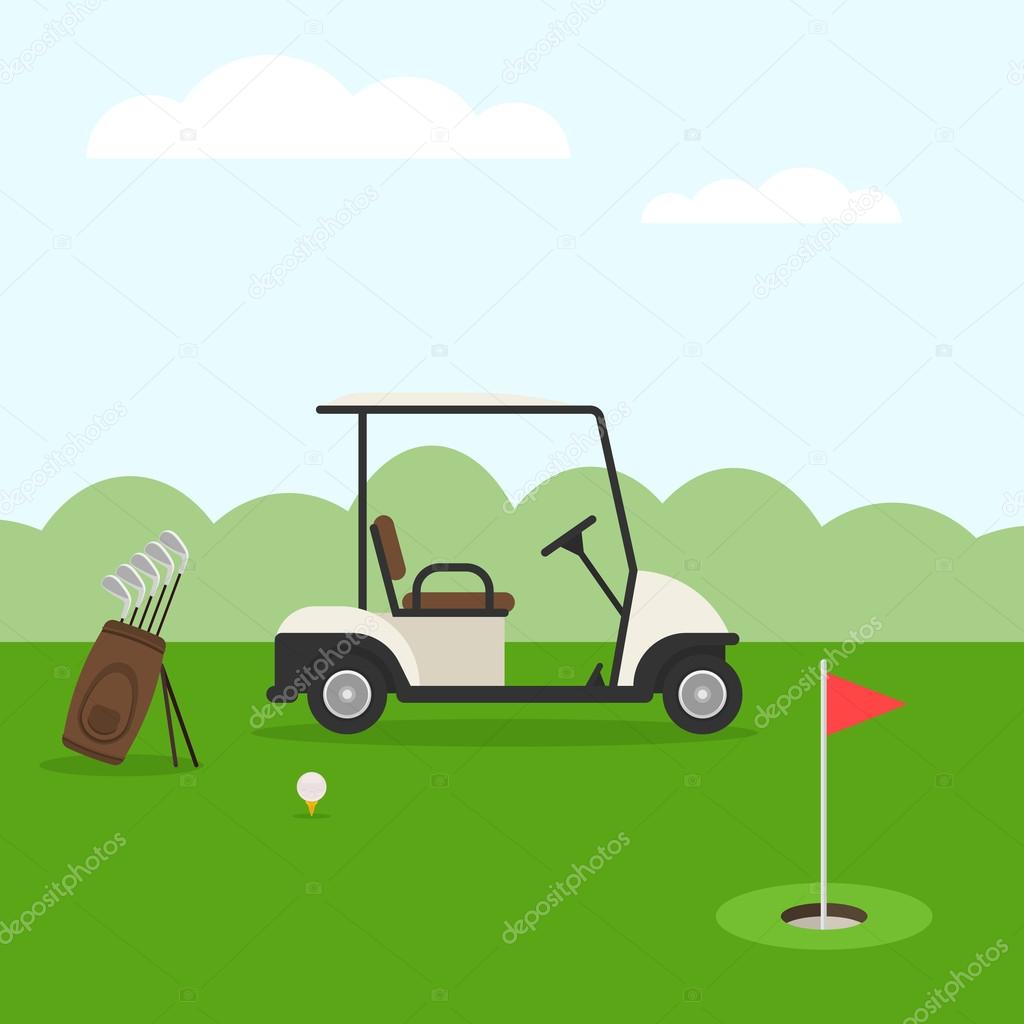 Golf course and car ⬇ Vector Image by © EgudinKa Vector Stock 111915786