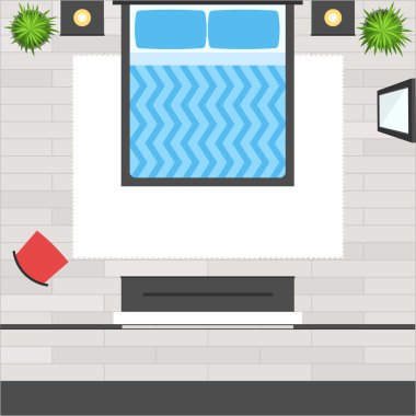 Üstten Görünüm yatak odası