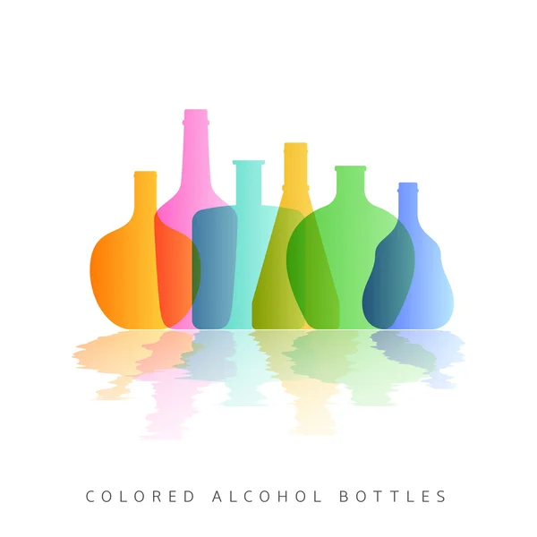 Bottiglie di alcol silhouette colorata — Vettoriale Stock