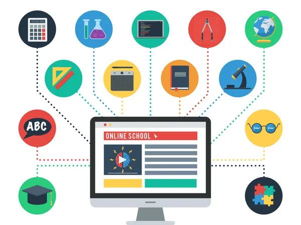 Concepto de educación a distancia — Vector de stock