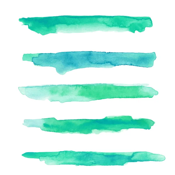 Set of textured watercolor strokes — Stock Vector