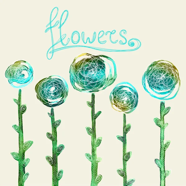 Conjunto de flores de acuarela con contornos blancos Vector de stock