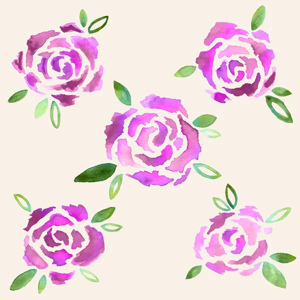 Ensemble de fleurs texturées aquarelle — Image vectorielle