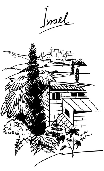 Israel, gamla stadens silhuett — Stock vektor