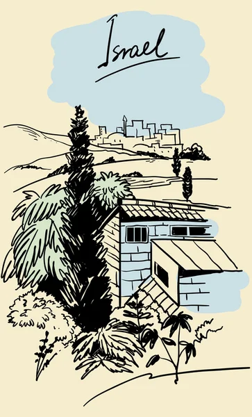 İsrail, eski şehir manzarası — Stok Vektör