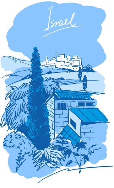 Israël, de skyline van de stad van de oude — Stockvector