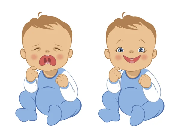 Cry and smile baby — Stock Vector