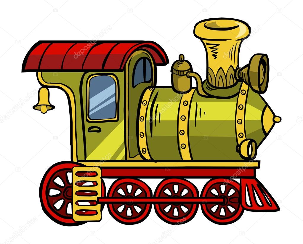 Funny vector cartoon colorfull locomotive. Vector illustration