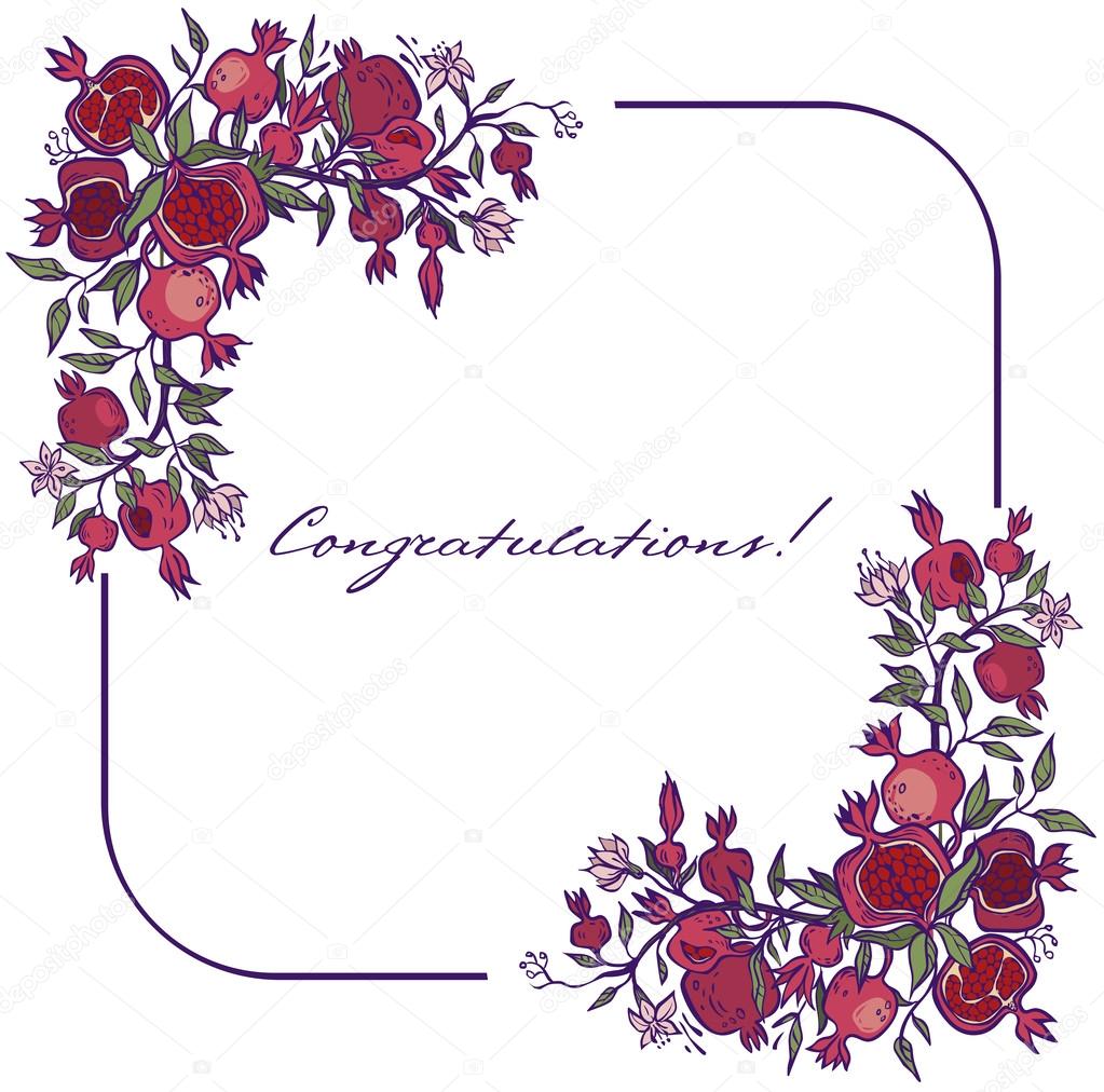 Greeting card vector colorfull pomegranate isolated background