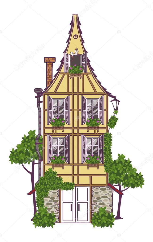 European city house. Vector illustration 