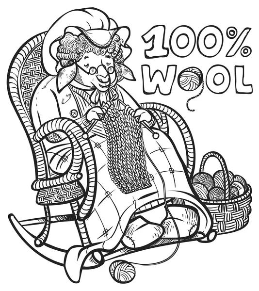 Funny vecteur bande dessinée mouton tricot écharpe — Image vectorielle