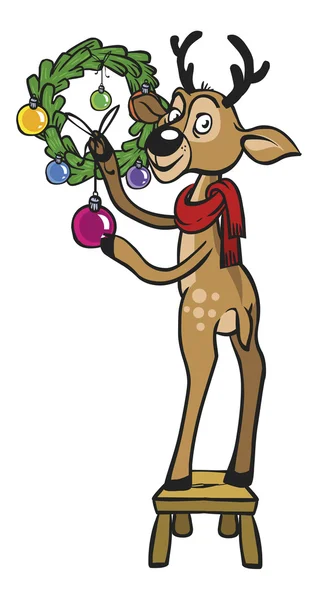 Funny vector christmas deer — Stock Vector