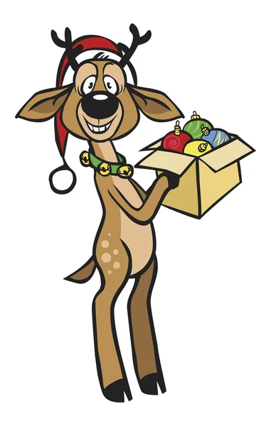 Funny vector christmas deer — Stock Vector